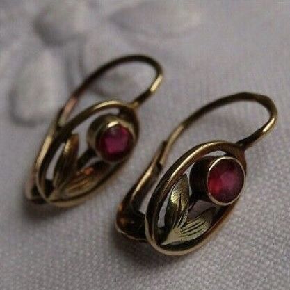 Garnet Gold Crystal Earrings