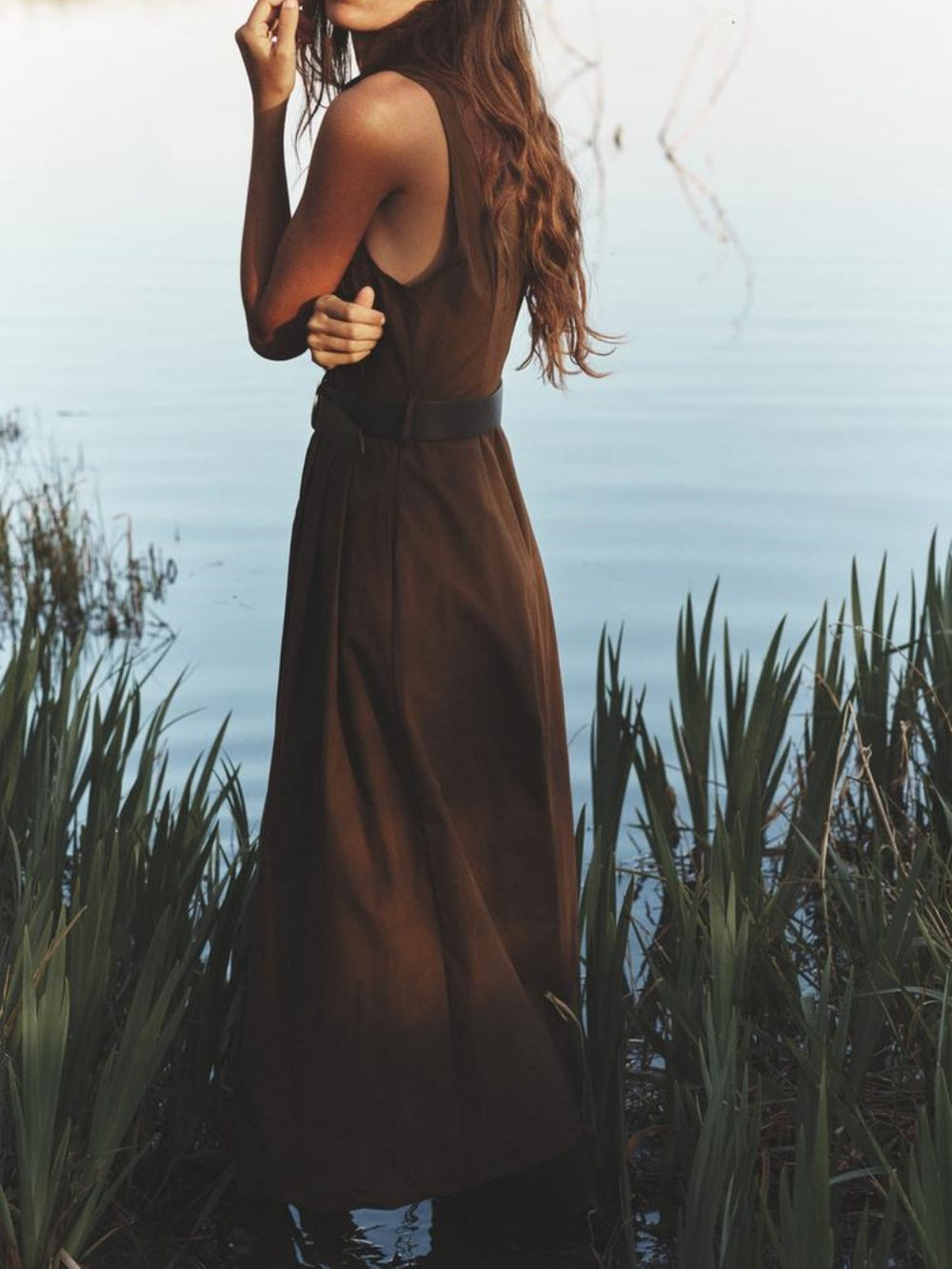 Cotton Belted Midi Dress