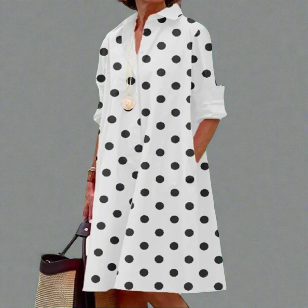 Rosina | Handcrafted Premium Midi Dress with Polka Dots