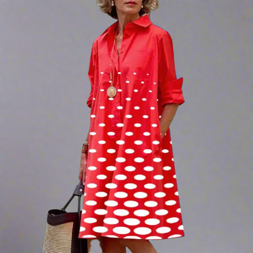 Adela | Handcrafted Premium Midi Dress with Polka Dots