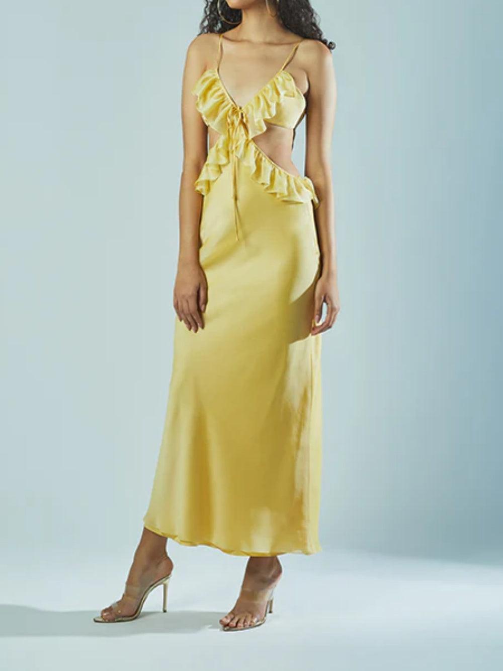 Ruffle Maxi Slip Dress