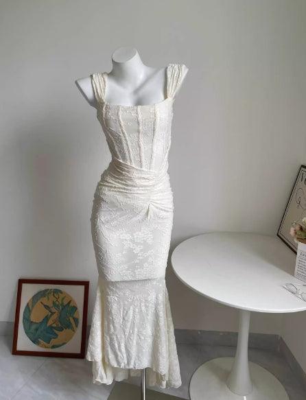 White floral maxi dress