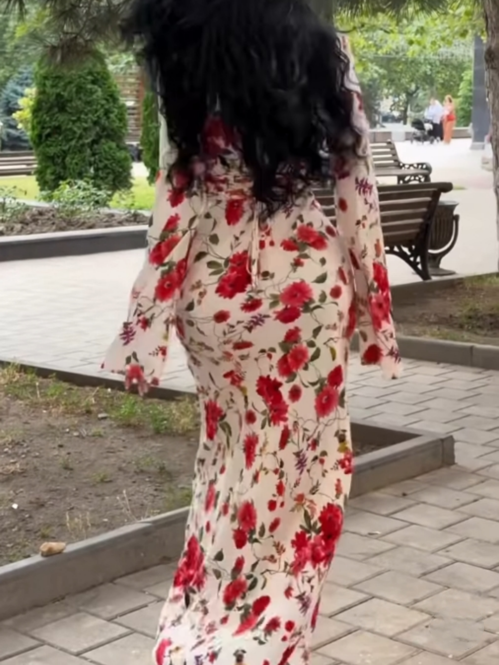 Charm Print Long Sleeve Wrap Dress