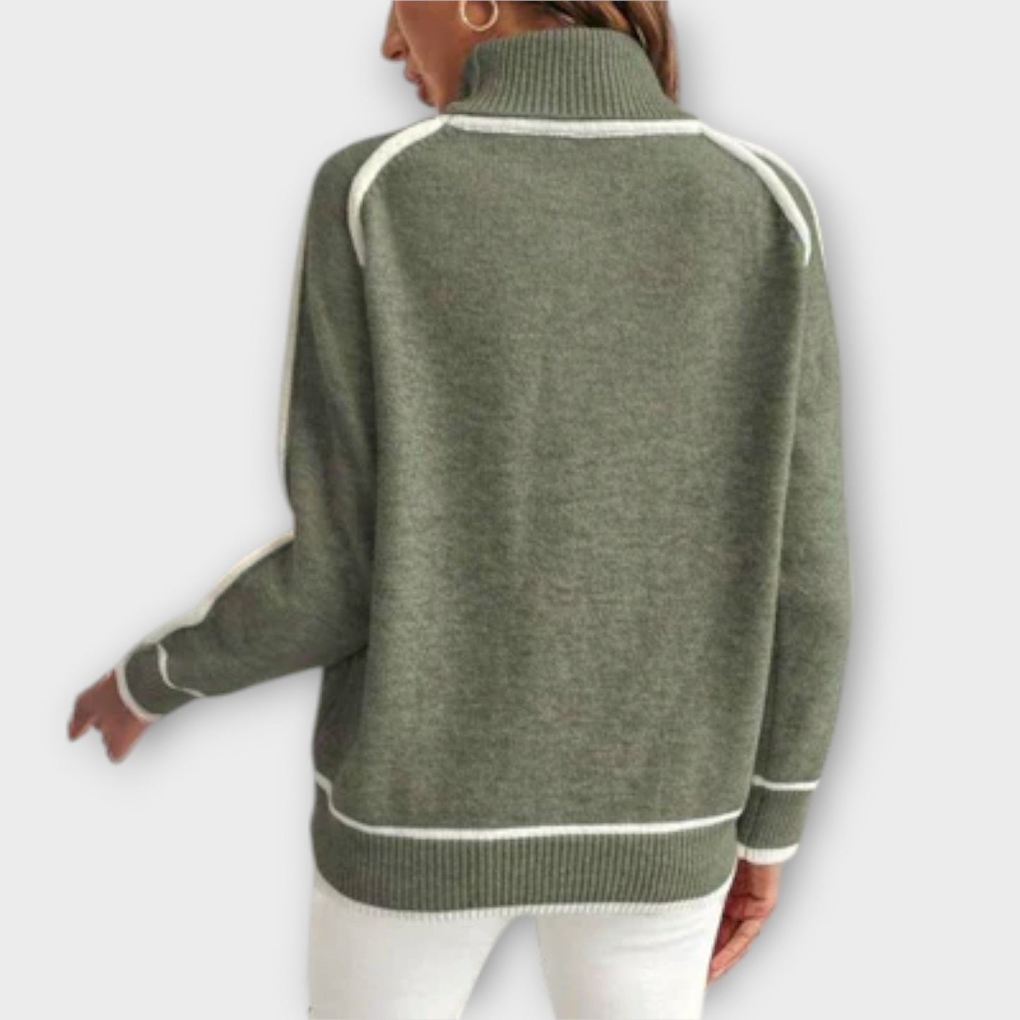Christine | Luxurious Olive Green Knit Sweater