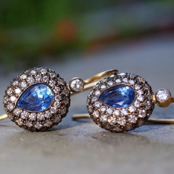 Vintage Zirconia Blue Drop Earrings