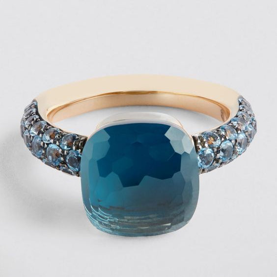 Vintage Blue Gold Zirconia Ring