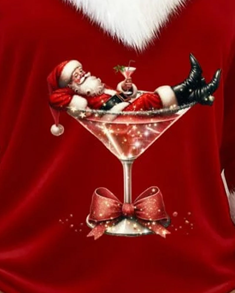 Top Printed Christmas Plush Long Sleeves