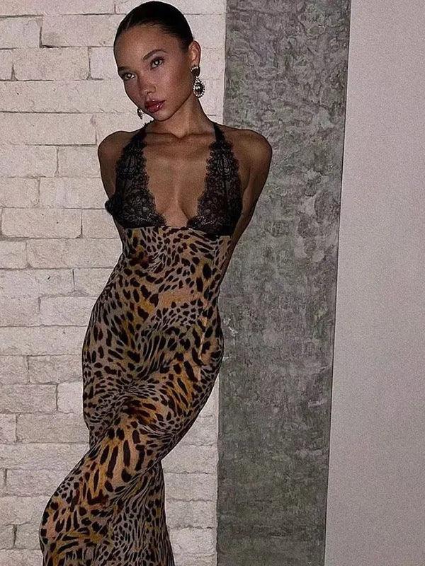 Lace Panel Sheer Maxi Dress