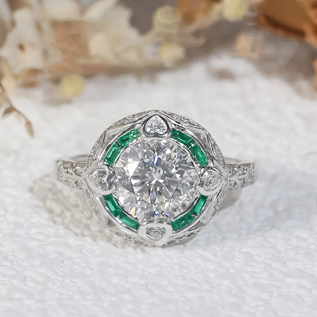 Green White Glass Ring