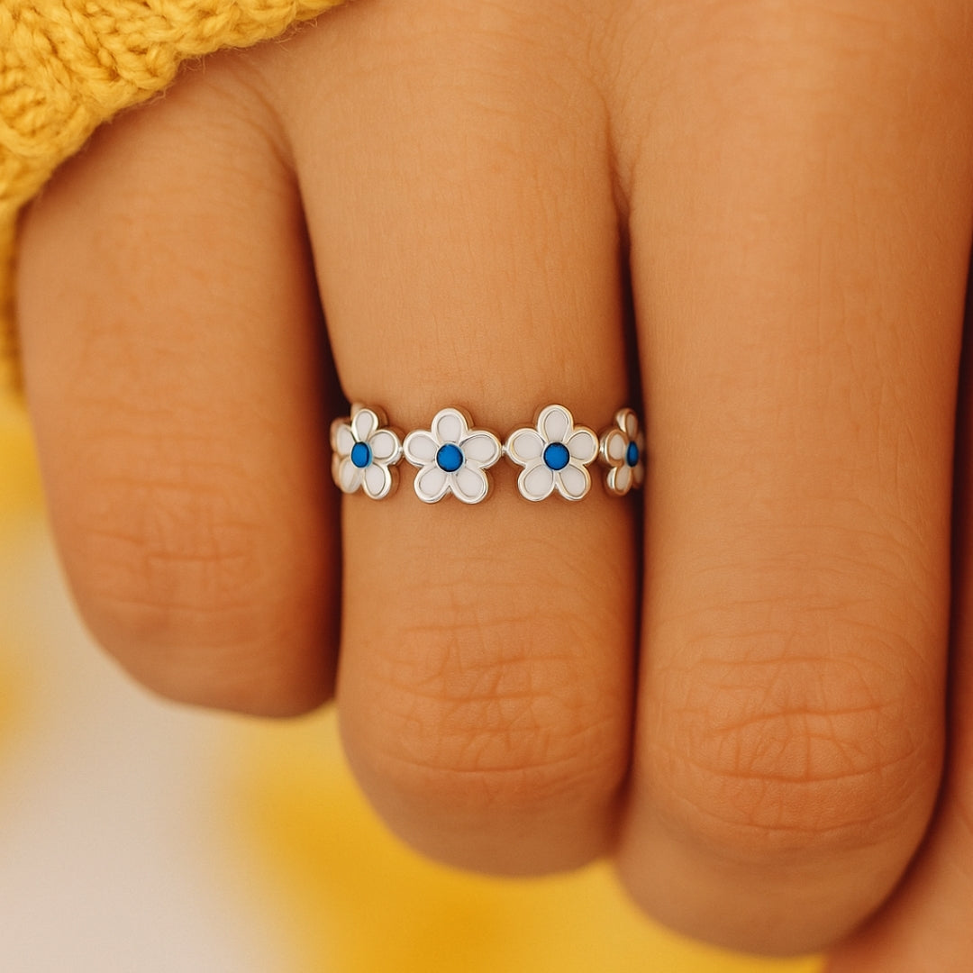Vintage Blue Daisy Ring
