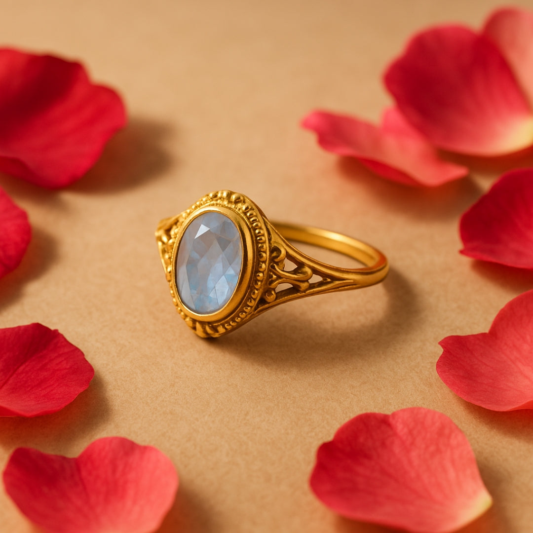 Moonstone Gold Hollow Ring