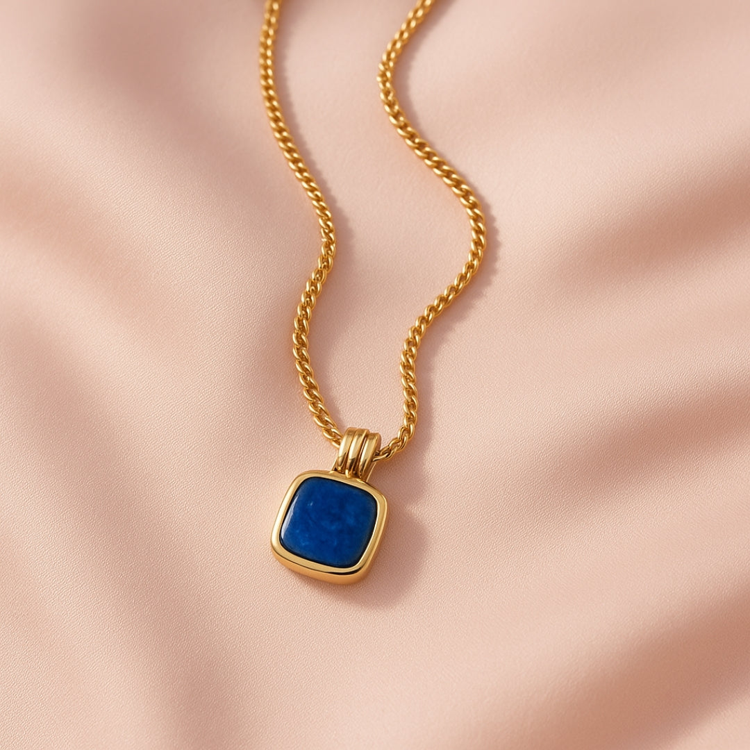 Blue Stone Gold Necklace