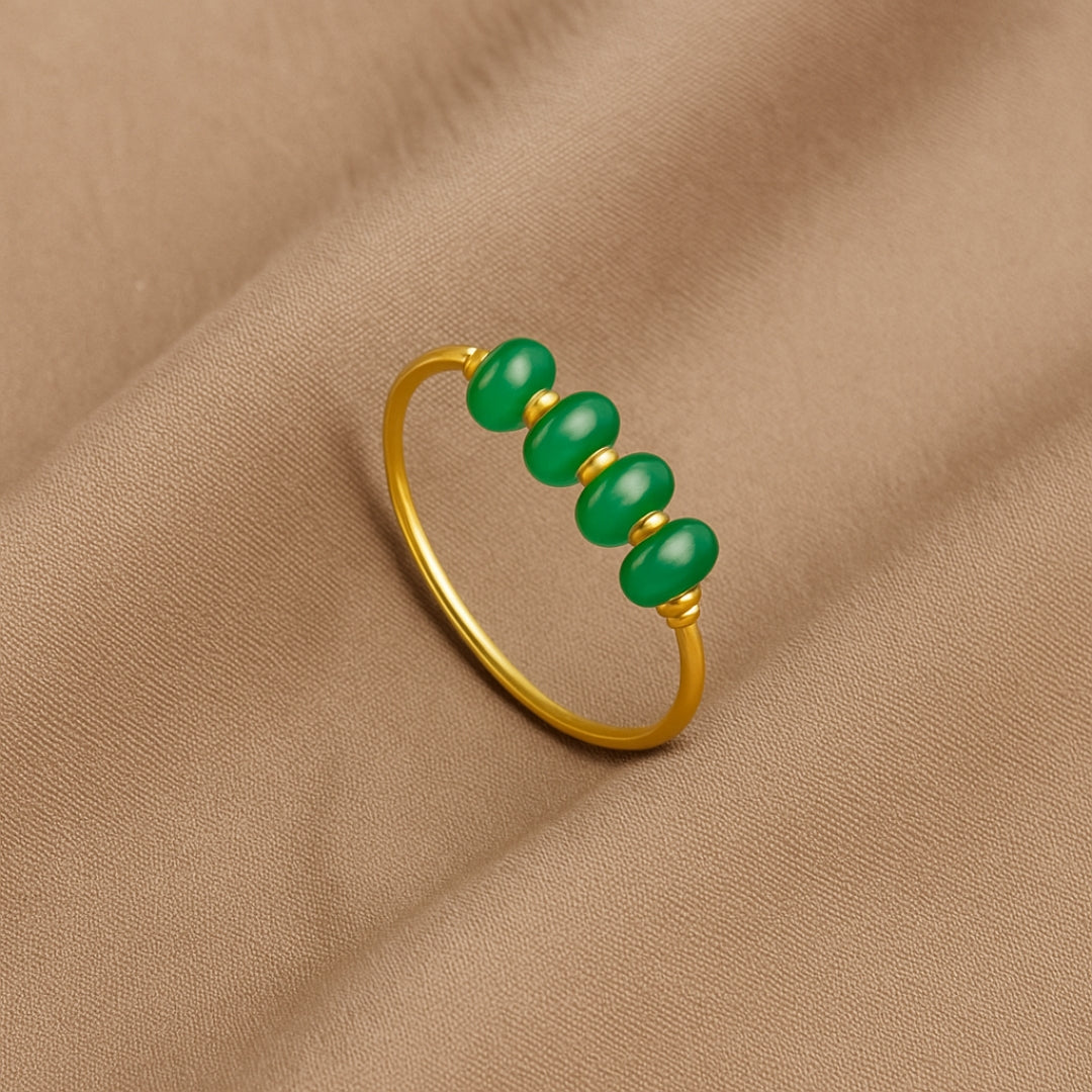 Green Stones Gold Ring