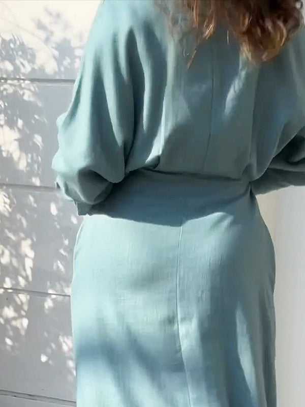 Elegant Long Sleeve Simple Shirt Dress