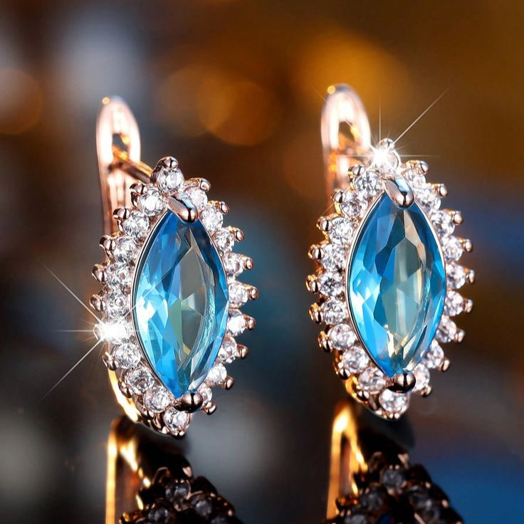 Vintage Blue Eye Zirconia Earrings