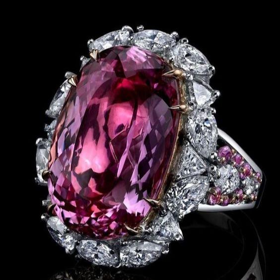 Vintage Pink Bright Silver Ring