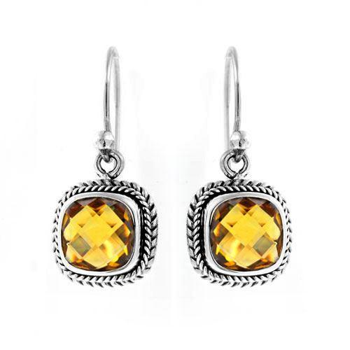 Vintage Yellow Silver Crystal Earrings