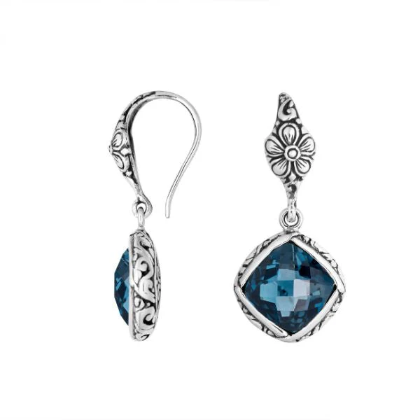 Vintage Blue Silver Crystal Earrings