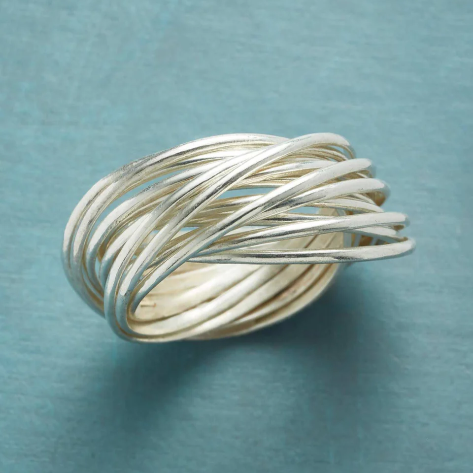 Vintage Layered Wavy Silver Ring