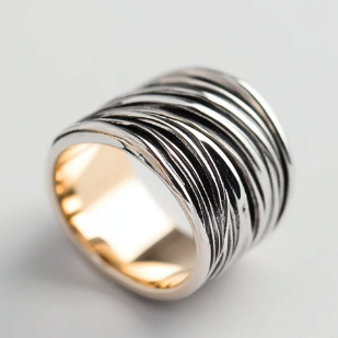 Vintage Silver Threads Gold Ring