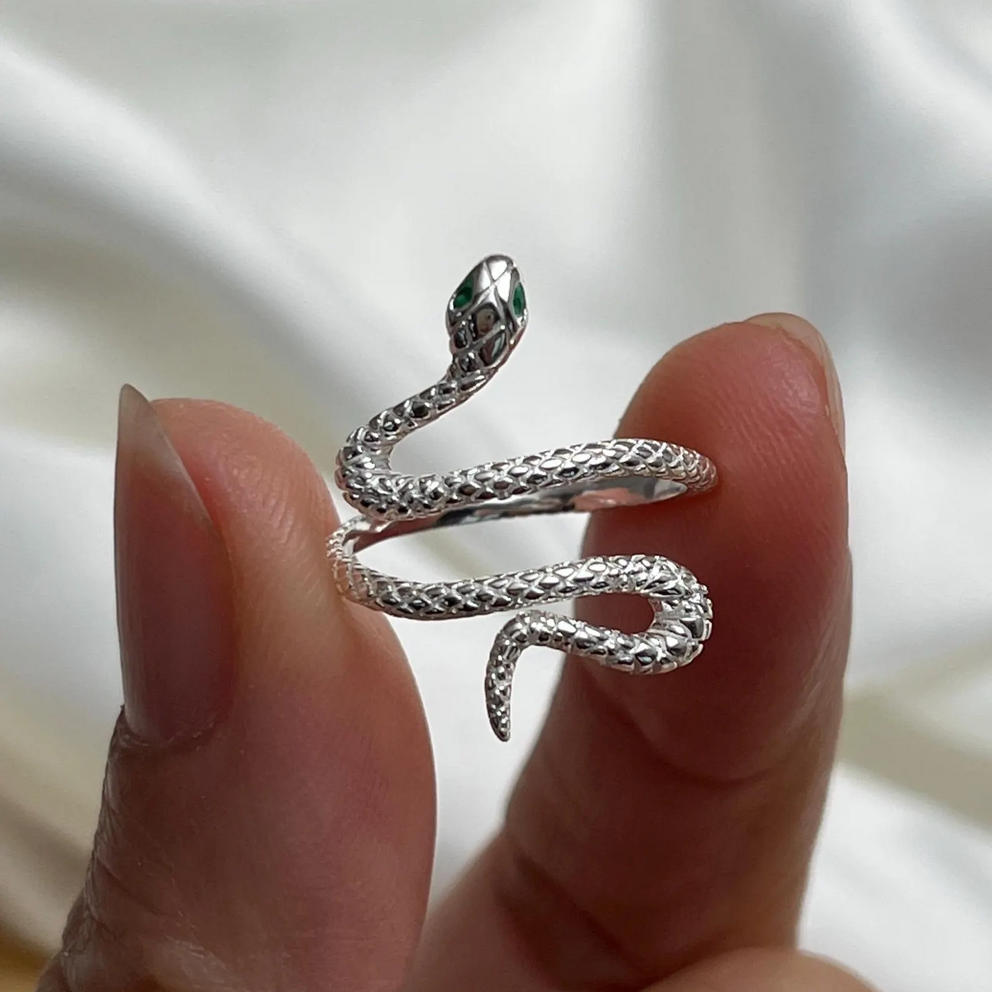 Adjustable Snake Silver Ring