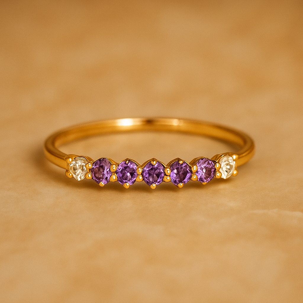 Fine Purple Zirconia Gold Ring