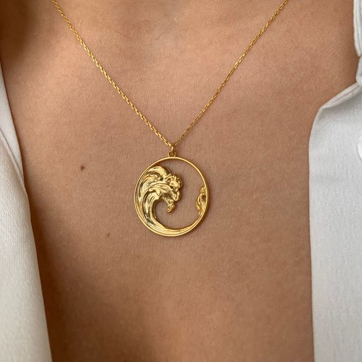 Golden Ocean Wave Necklace