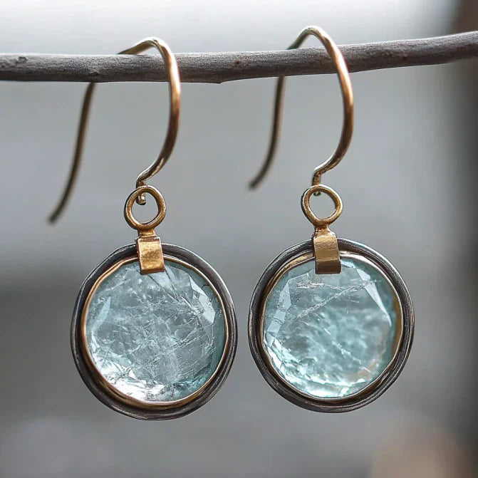 Vintage Blue Glass Rounded Earrings