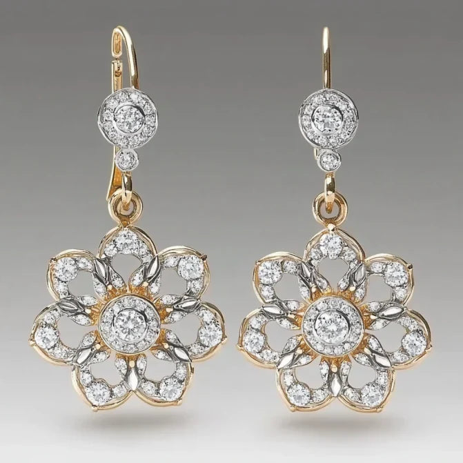 Vintage Crystal Flower Mandala Earrings