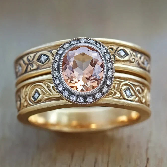 Vintage Orange Crystal Gold Ring