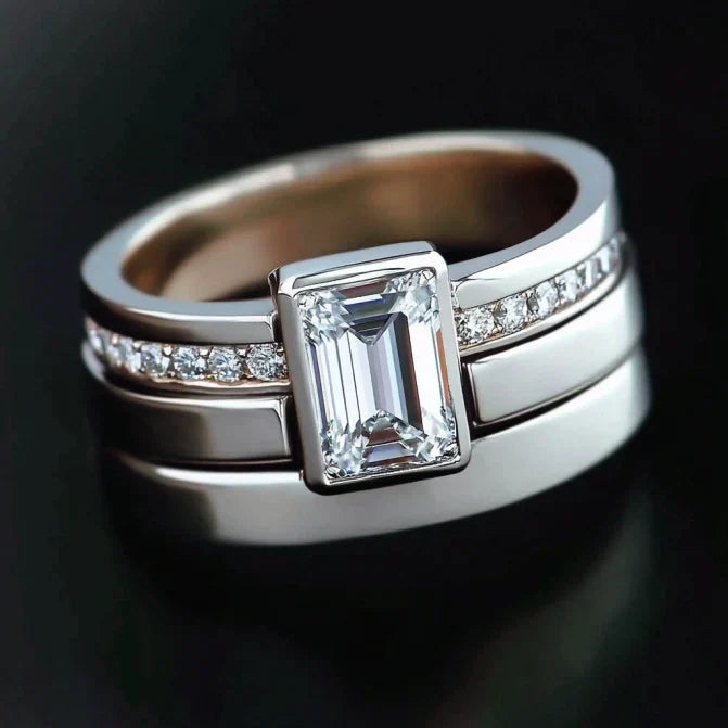 Vintage Silver Zirconia Ring Set