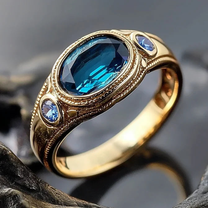 Vintage Blue Bright Ring