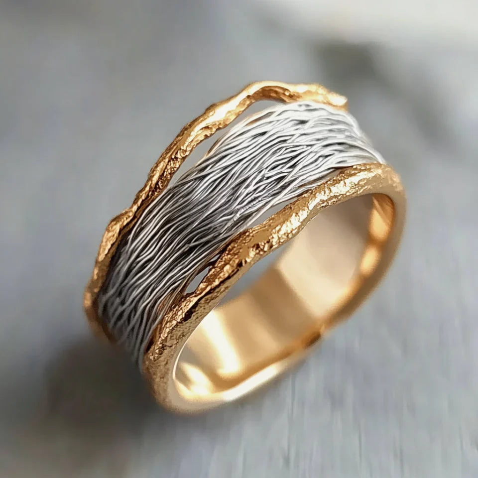 Vintage Silver Threads Delicate Gold Ring