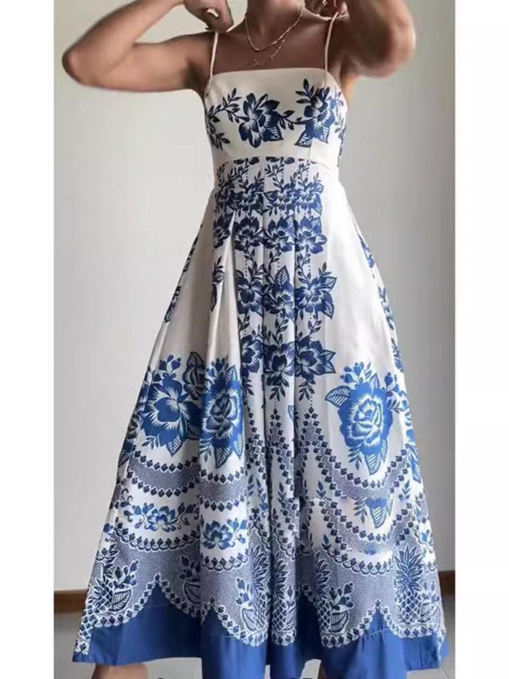 Ethnic style symmetrical print dress