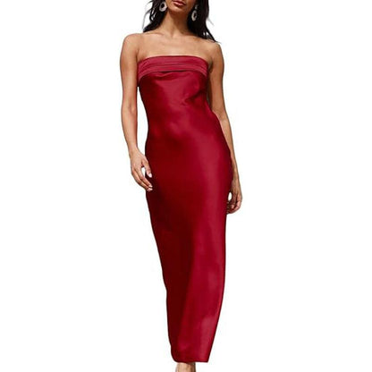 Satin Strapless Maxi Dress