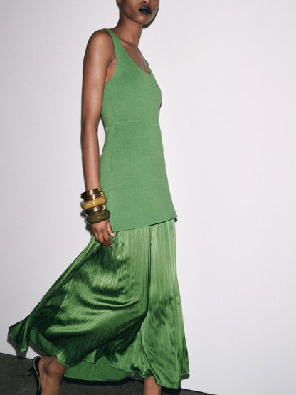 Slim Fit Knitted Small Pleated Patchwork Dress