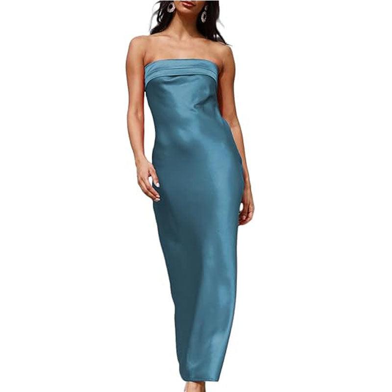 Satin Strapless Maxi Dress