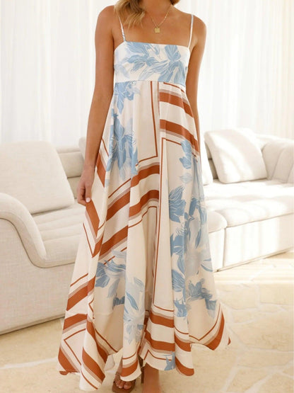 Contrast Floral Print Maxi Dress