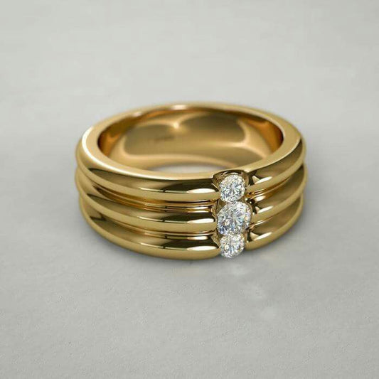 Vintage Three Layer Zirconia Gold Ring