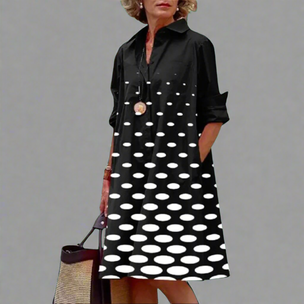 Karola | Handcrafted Premium Midi Dress with Polka Dots