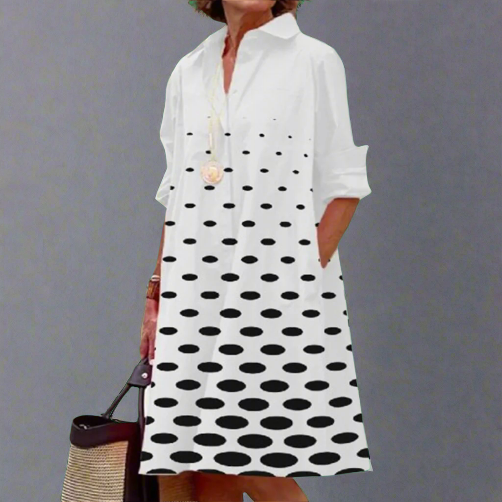 Ortrun | Handcrafted Premium Midi Dress with Polka Dots
