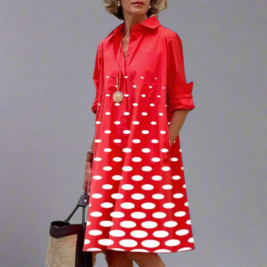 Adela | Handcrafted Premium Midi Dress with Polka Dots