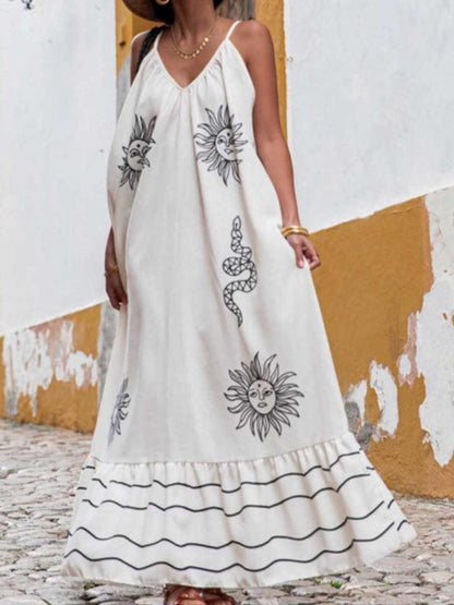 Sling Printed Holiday Loose Plus Size Dress