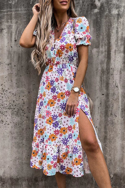 Rosea Floral Maxi Dress with V-Neckline
