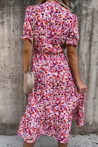 Rosea Floral Maxi Dress with V-Neckline