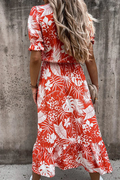 Rosea Floral Maxi Dress with V-Neckline