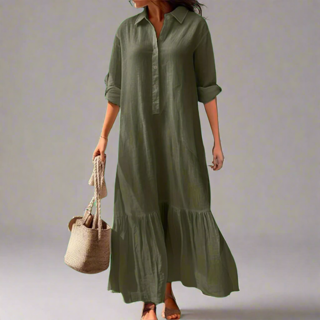 Athelia | Elegant Spring Shirt Dress Made from Lightweight Premium Fabric