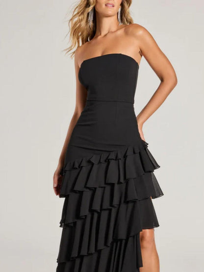 Shianne Strapless Chiffon Ruffled A-Line Formal Dress