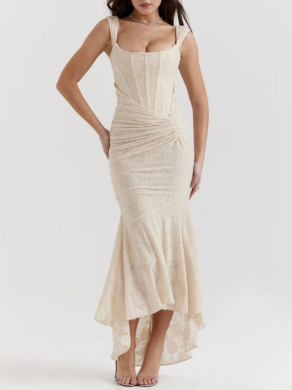 White bell floral maxi dress