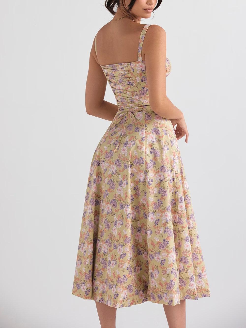 Peony print bustier sundress